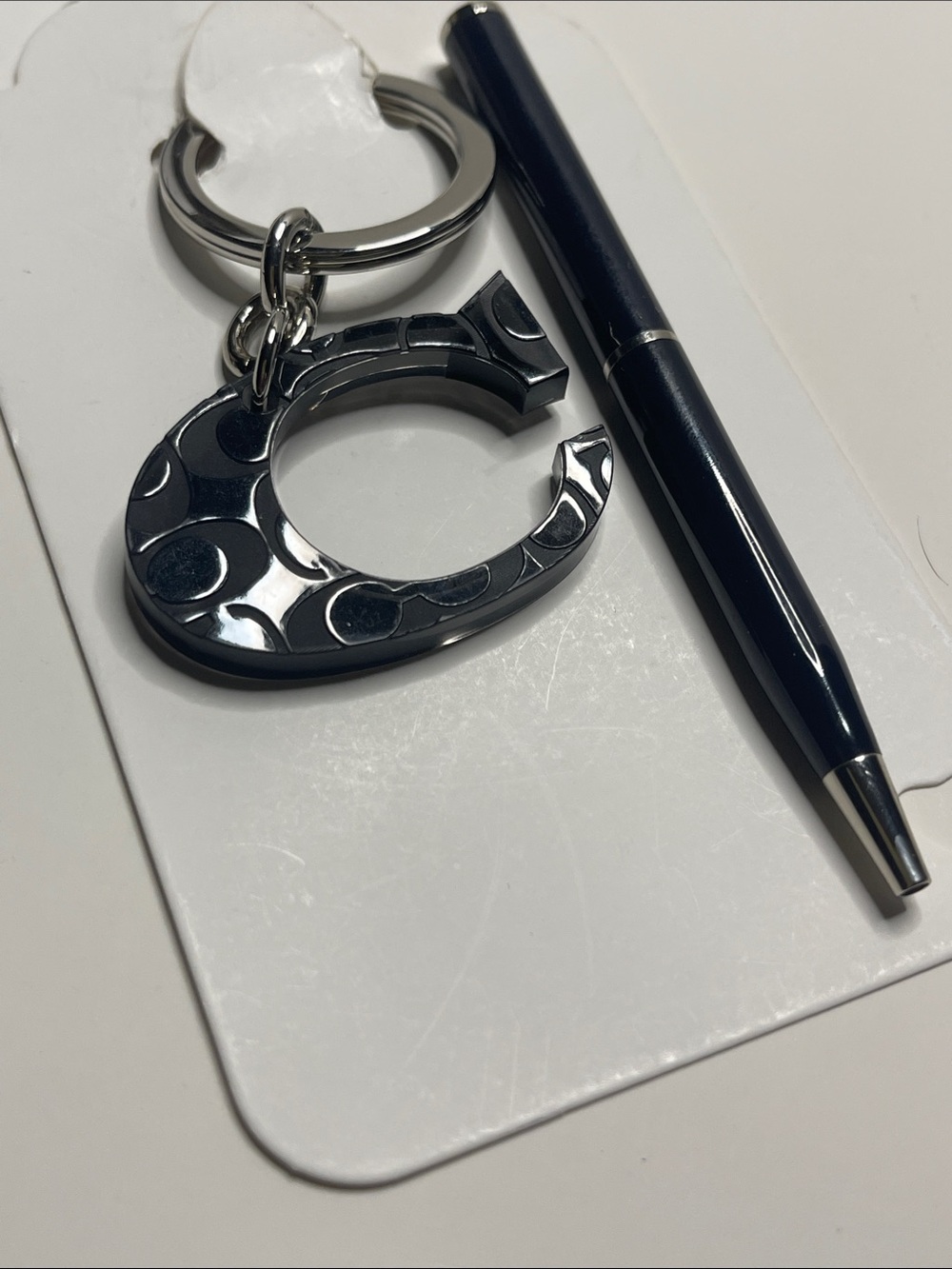 Coach Acrylic C Keychain with Silver Ring and Coach Pen - Picture 5 of 5